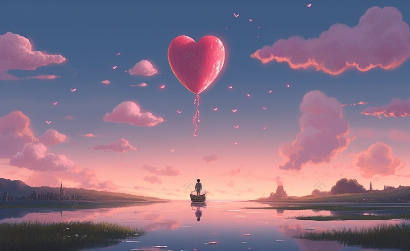 卡通气球情侣情人节浪漫广告背景,插画/手绘图,插画/手绘图库,插画/手绘图下载,插画/手绘